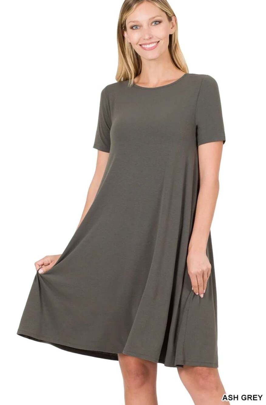 Zenana Premium Short Sleeve A-Line T-Shirt Dress Style RT-9927P (FB1)